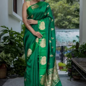 Green Pure Silk Handloom Banarasi Saree