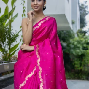 Rani Pink Pure Silk Handloom Banarasi Saree