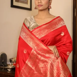 Red Pure Silk Handloom Banarasi Saree